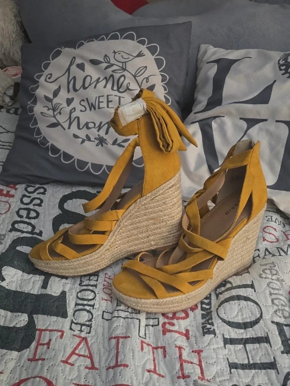 torrid Mustard Yellow Strappy Espadrille Wedge Sandals